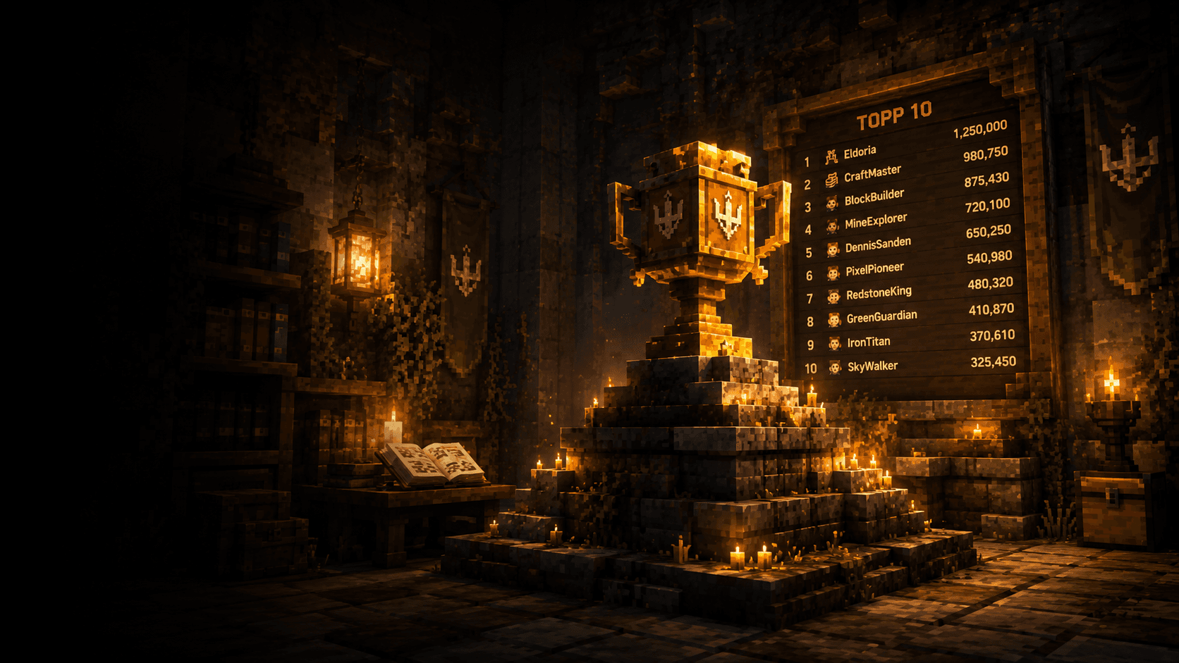 GameZone leaderboardhall med trofé och topplista